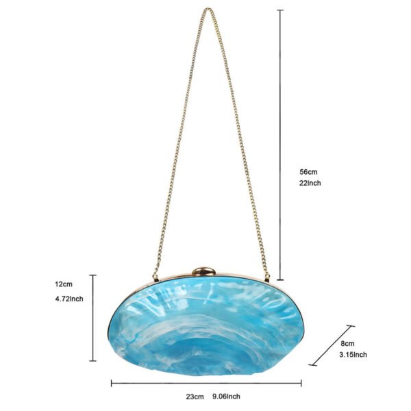 Premium luxury acrylic seashell women's evening handbag Blue