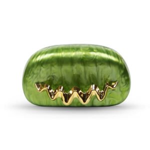 g1 Wave Handle Acrylic Dinner Bag,Metal Chain Shoulder Bag Set Green