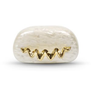 亚克力波浪包包白色 Wave Handle Acrylic Dinner Bag,Metal Chain Shoulder Bag Set White