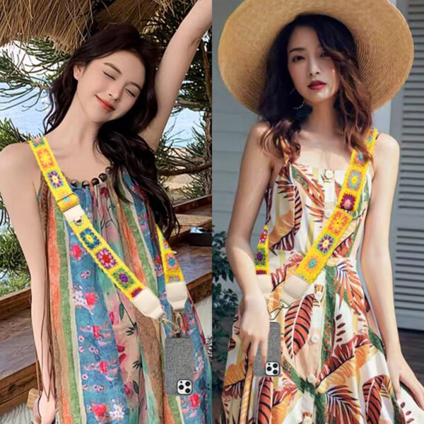 Phone Lanyard Crossbody Strap Yellow Flowers