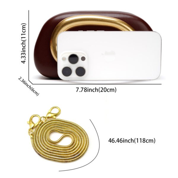 尺寸 PU Leather Wedding Guest Clutch Metal Chain Shoulder Crossbody Bag Brown