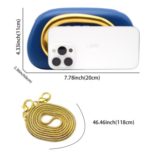 尺寸 PU Leather Wedding Guest Clutch Metal Chain Shoulder Crossbody Bag Blue