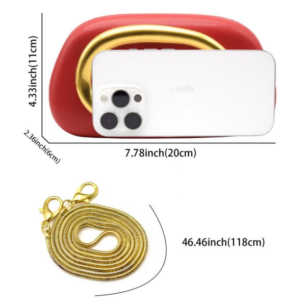 尺寸 PU Leather Wedding Guest Clutch Metal Chain Shoulder Crossbody Bag Red