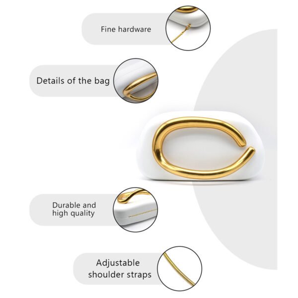 PU Leather Wedding Guest Clutch Metal Chain Shoulder Crossbody Bag White