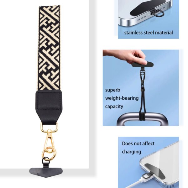 Phone Lanyard Crossbody Strap Black Stripe