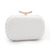 PU Leather Woven Wedding Guest Clutch Metal Chain Shoulder Crossbody Bag White