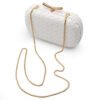 PU Leather Woven Wedding Guest Clutch Metal Chain Shoulder Crossbody Bag White