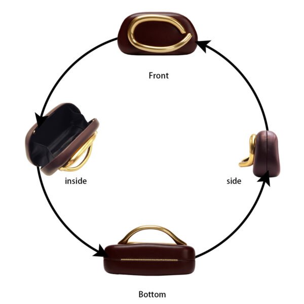 未标题-2 PU Leather Wedding Guest Clutch Metal Chain Shoulder Crossbody Bag Brown