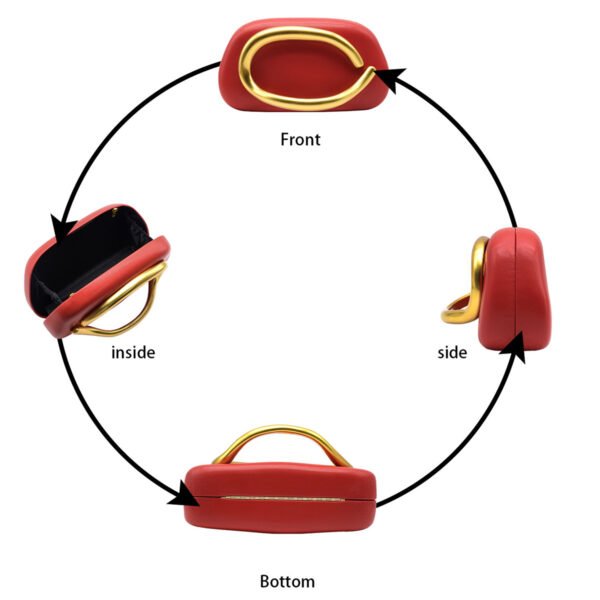 未标题-2 PU Leather Wedding Guest Clutch Metal Chain Shoulder Crossbody Bag Red