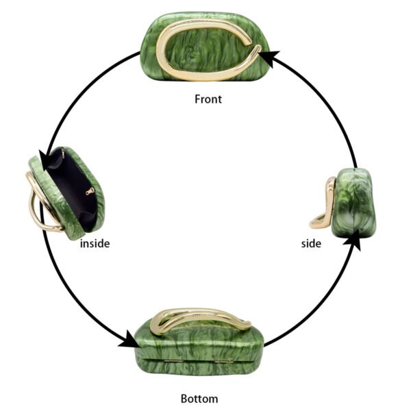 未标题-2 Light luxury acrylic Wedding Guest Clutch Metal Chain Shoulder Crossbody Bag Green