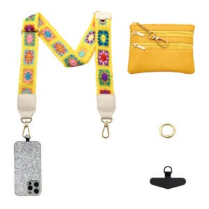 未标题-fc Phone Lanyard Crossbody Strap Yellow Flowers