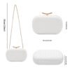 PU Leather Woven Wedding Guest Clutch Metal Chain Shoulder Crossbody Bag White