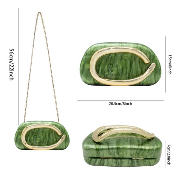 未标题-ll Light luxury acrylic Wedding Guest Clutch Metal Chain Shoulder Crossbody Bag Green