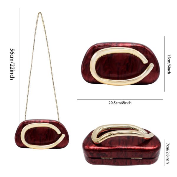 未标题-ll1 Light luxury acrylic Wedding Guest Clutch Metal Chain Shoulder Crossbody Bag Red