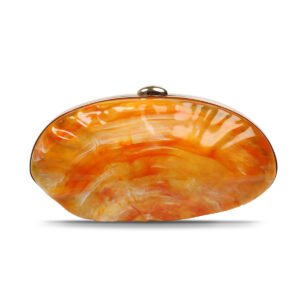 贝壳包包橙色大图 Premium luxury acrylic seashell women's evening handbag Orange