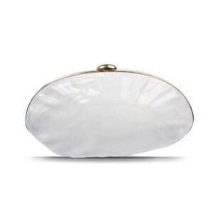 贝壳包包白色大图 Premium luxury acrylic seashell women's evening handbag White