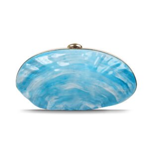 贝壳包包纯色大图 Premium luxury acrylic seashell women's evening handbag Blue