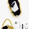 Ladies ‘wedding Party Dinner Bag,Metal Chain Shoulder Bag Gold