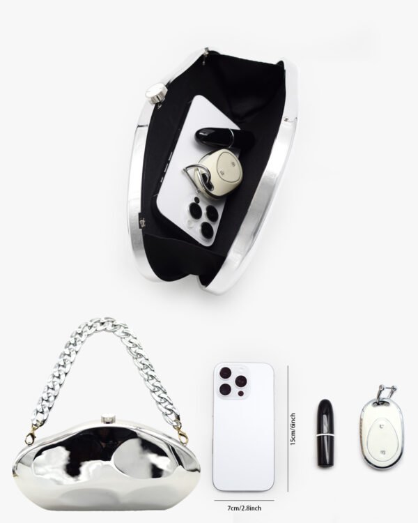 Ladies' high-end luxury acrylic dinner handbag in the shape of a spaceship, wedding party, dance party, and dinner wallet - Silver