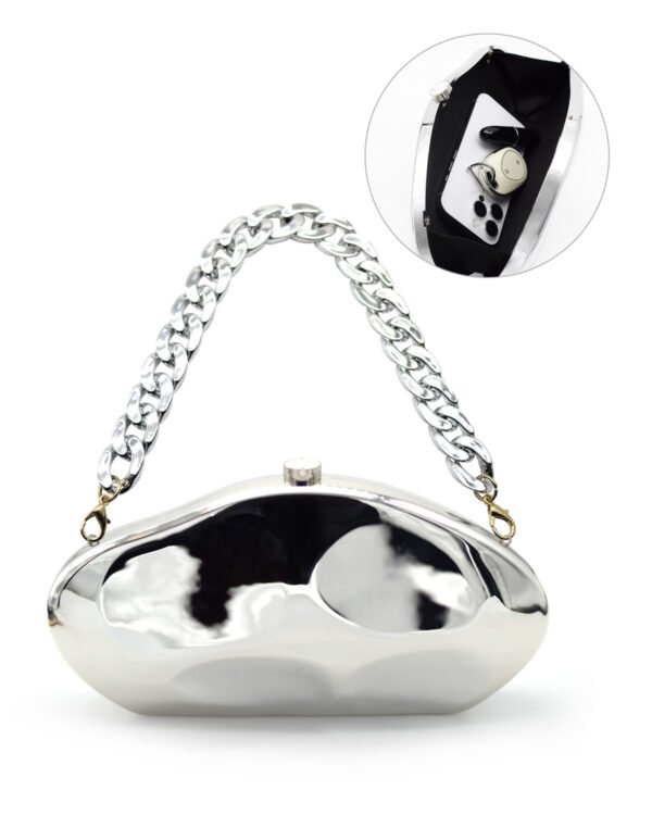 Ladies' high-end luxury acrylic dinner handbag in the shape of a spaceship, wedding party, dance party, and dinner wallet - Silver