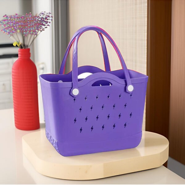 EVA beach bag with lightning pattern purple