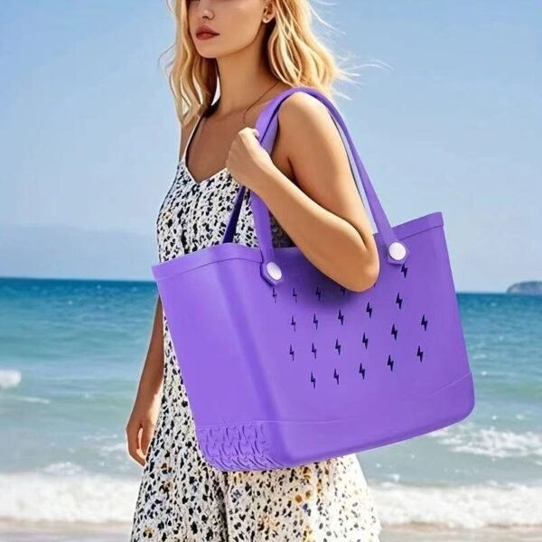 EVA beach bag with lightning pattern purple