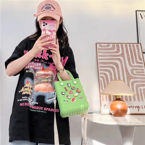 详情-02 DIY macaron colored beach bag,Equipped with adjustable straps Black