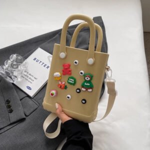 详情-05 DIY macaron colored beach bag,Equipped with adjustable straps khaki