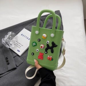 详情-07 DIY macaron colored beach bag,Equipped with adjustable straps green