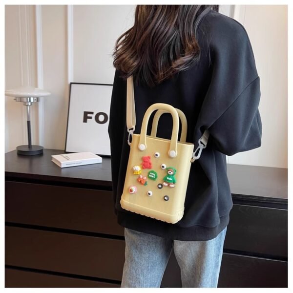 详情-10 DIY macaron colored beach bag,Equipped with adjustable straps Black